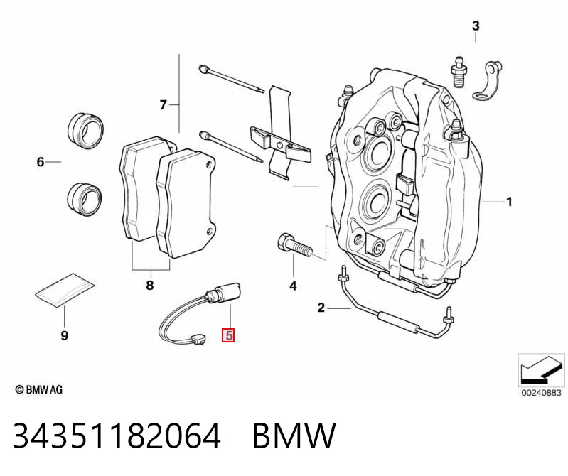 34351182064 BMW Sensor de desgaste de las pastillas de freno delanteras