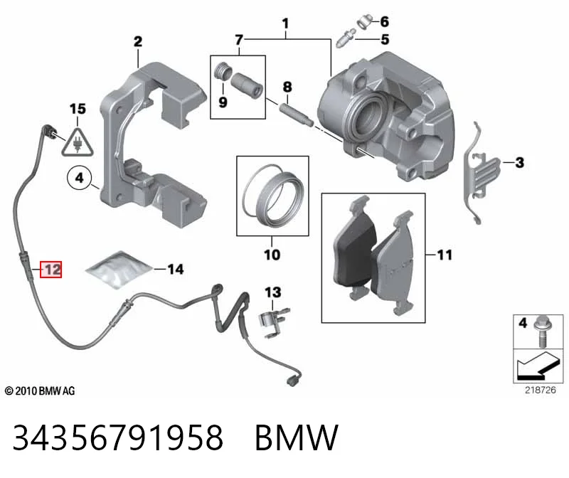 34356791958 BMW Sensor de desgaste de las pastillas de freno delanteras