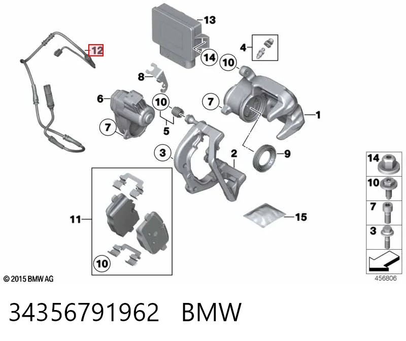 34356791962 BMW Sensor de desgaste de pastillas de freno trasero