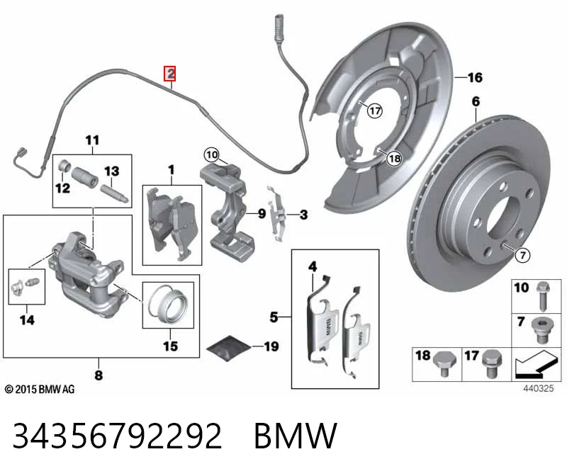 34356792292 BMW Sensor de desgaste de pastillas de freno trasero