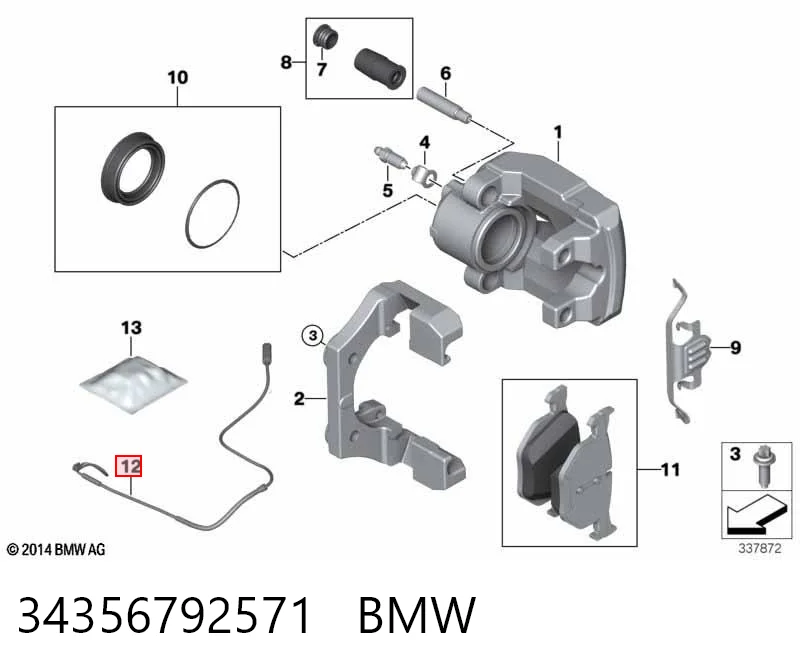 34356792571 BMW Sensor de desgaste de pastillas de freno trasero