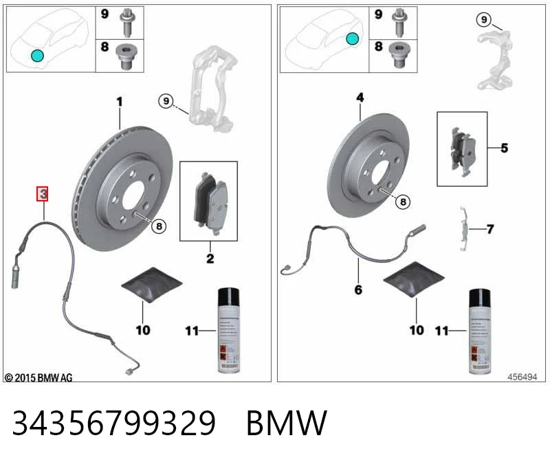 34356799329 BMW Sensor de desgaste de pastillas de freno delantero izquierdo