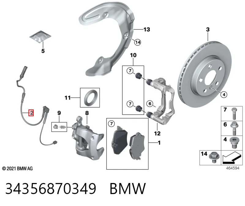 34356870349 BMW Sensor de desgaste de las pastillas de freno delanteras
