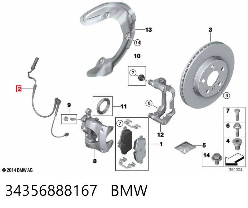 34356888167 BMW Sensor de desgaste de pastillas de freno delantero izquierdo