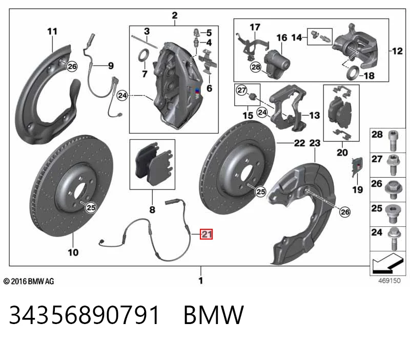 34356890791 BMW Sensor de desgaste de pastillas de freno trasero