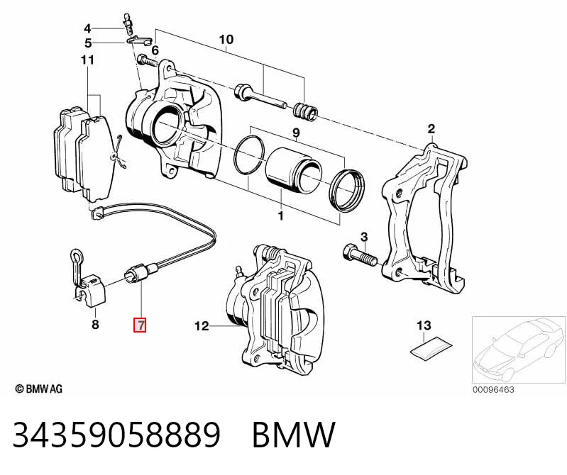Sensor de desgaste de las pastillas de freno delanteras para BMW 3 E21
