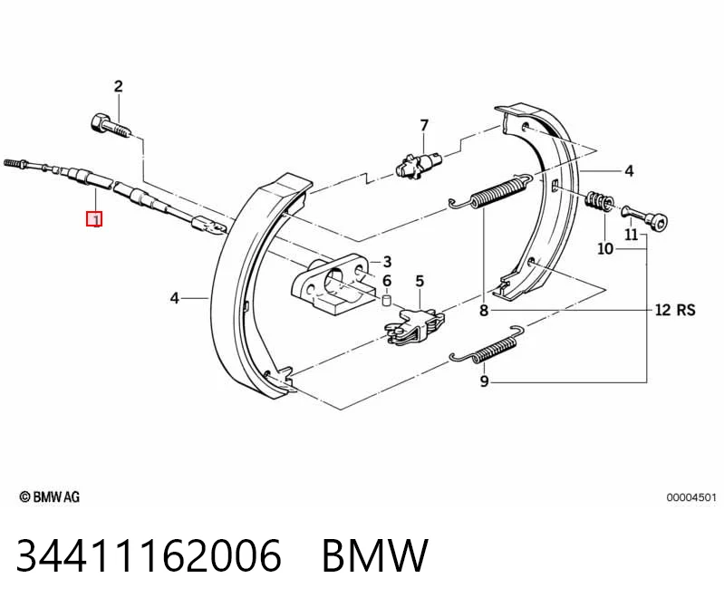 Cable de freno de mano trasero derecho/izquierdo 34411162006 BMW