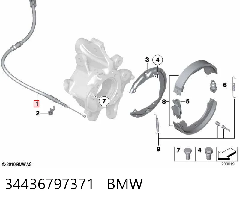34436797371 BMW Cable de freno de mano trasero izquierdo