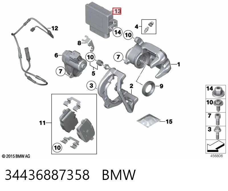 34436887358 BMW Módulo del freno de estacionamiento electromecánico