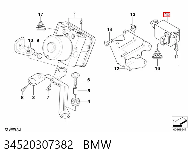 Sensor de aceleración longitudinal 34520307382 BMW