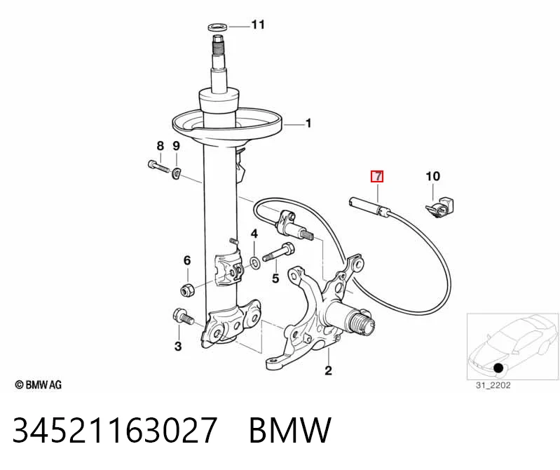 34521163027 BMW Sensor de freno, delantero derecho