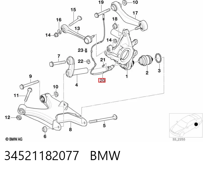 34521182077 BMW Sensor ABS trasero