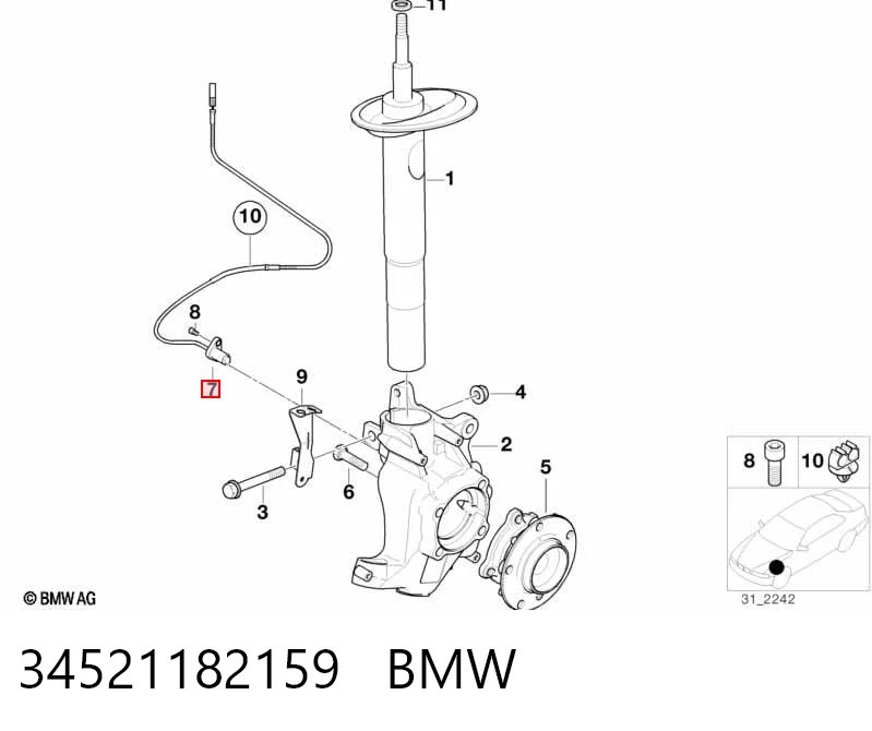 34521182159 BMW Sensor de rueda abs