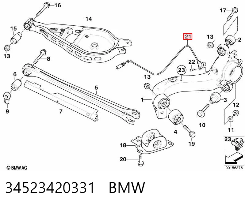34523420331 BMW Sensor de freno, trasero