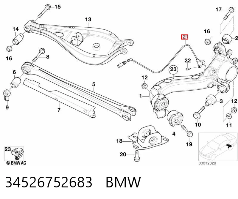 34526752683 BMW Sensor ABS, rueda trasera