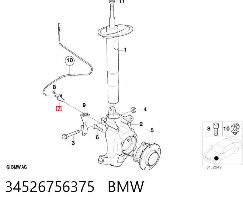 34526756375 BMW Sensor de rueda abs