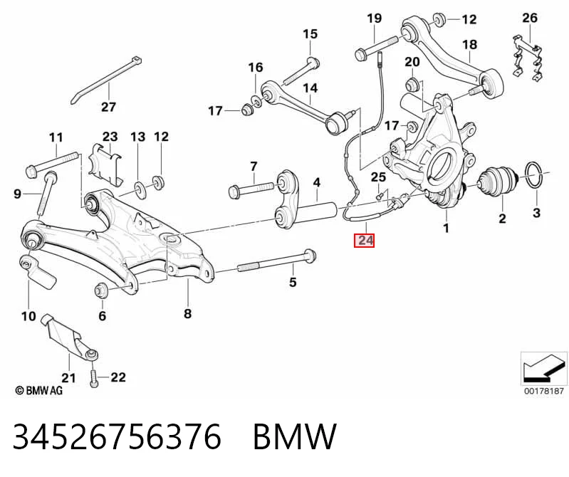 34526756376 BMW Sensor ABS trasero