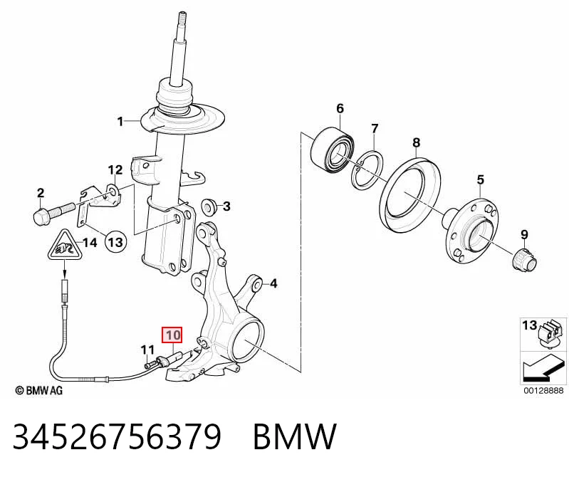 34526756379 BMW Sensor de rueda abs