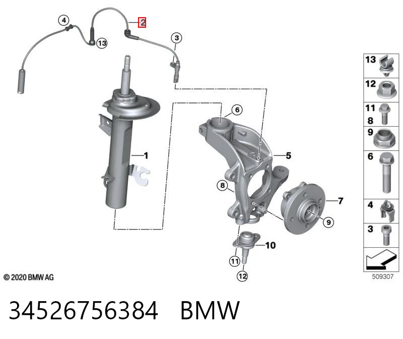34526756384 BMW Sensor de rueda abs