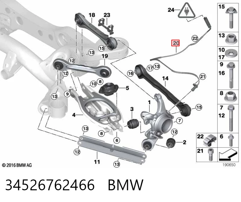 34526762466 BMW Sensor de freno, trasero