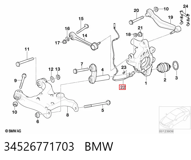 34526771703 BMW Sensor ABS trasero