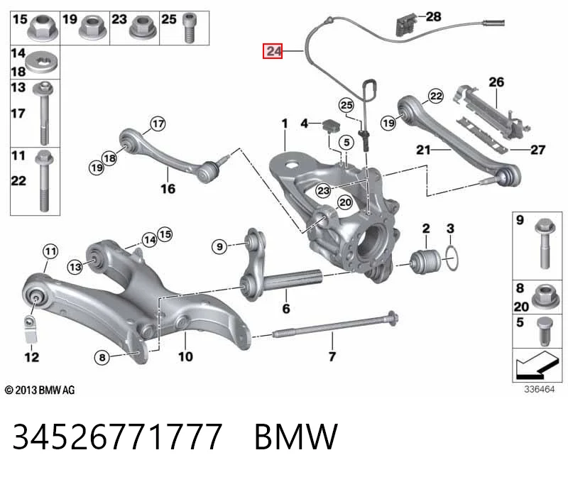 34526771777 BMW Sensor ABS trasero