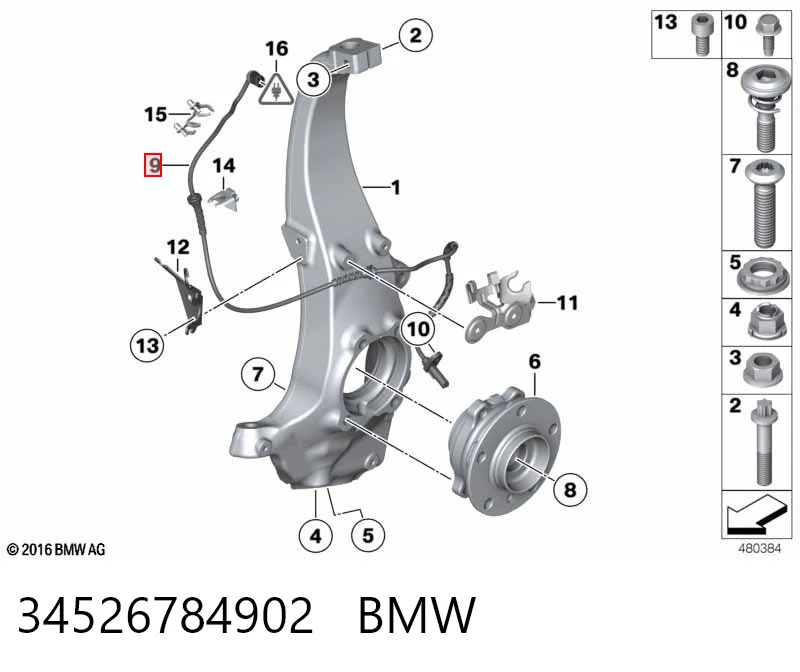34526784902 BMW Sensor de rueda abs
