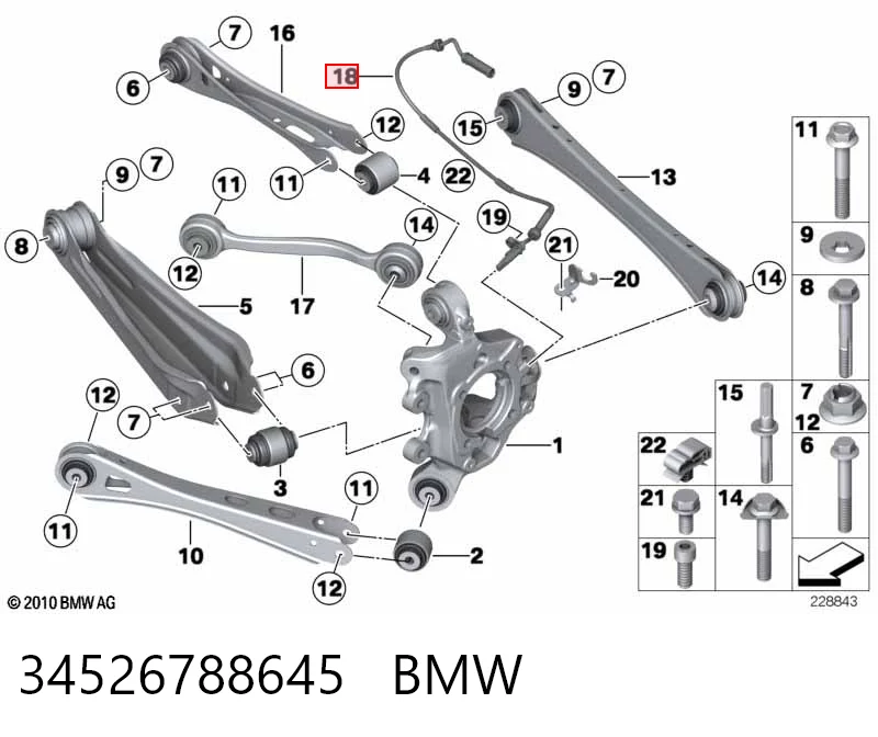 34526788645 BMW Sensor revoluciones de la rueda, trasero