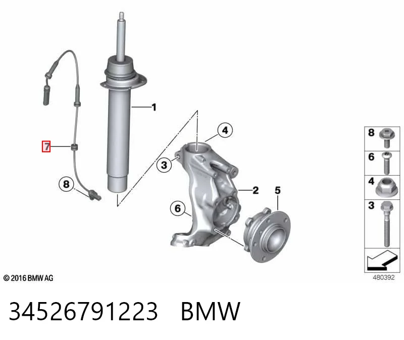 34526791223 BMW Sensor de rueda abs