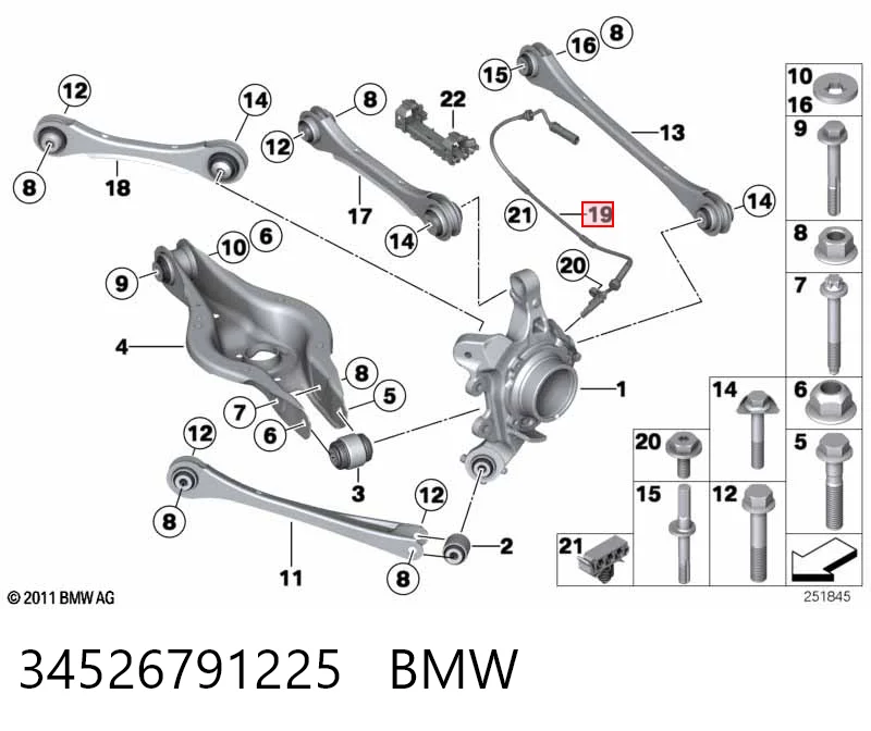 34526791225 BMW Sensor ABS trasero