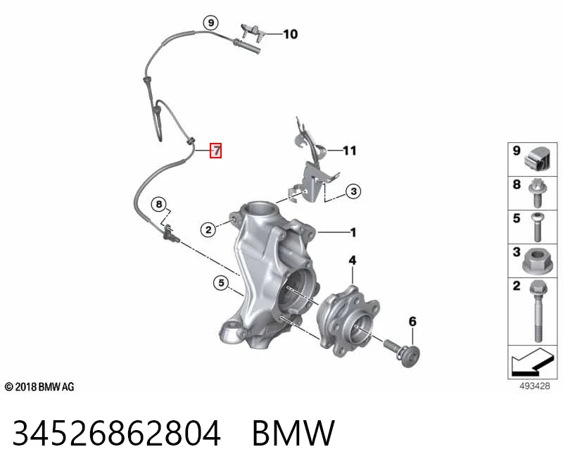 34526862804 BMW Sensor de rueda abs