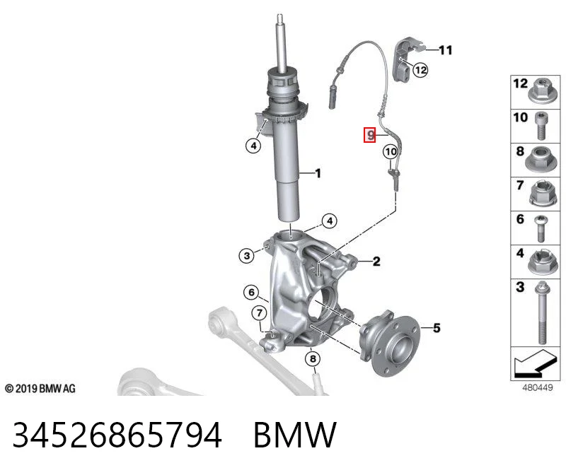 34526865794 BMW Sensor de rueda abs