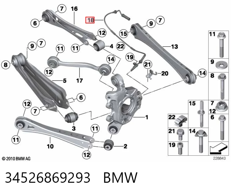 34526869293 BMW Sensor revoluciones de la rueda, trasero