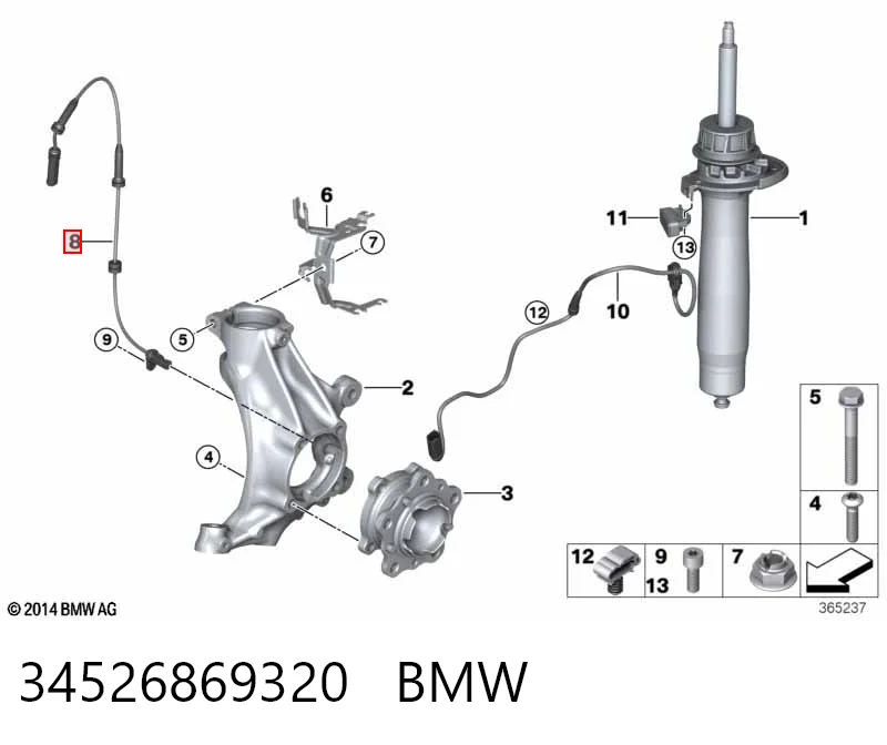 34526869320 BMW Sensor de rueda abs