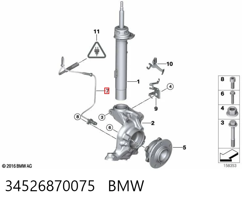 34526870075 BMW Sensor de rueda abs