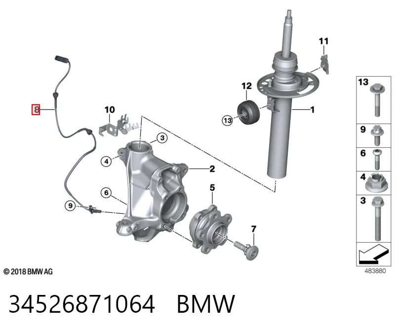 34526871064 BMW Sensor de rueda abs