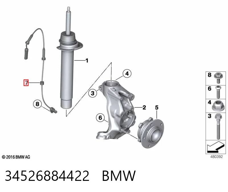 34526884422 BMW Sensor de rueda abs