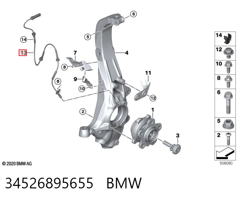 34526895655 BMW Sensor de rueda abs