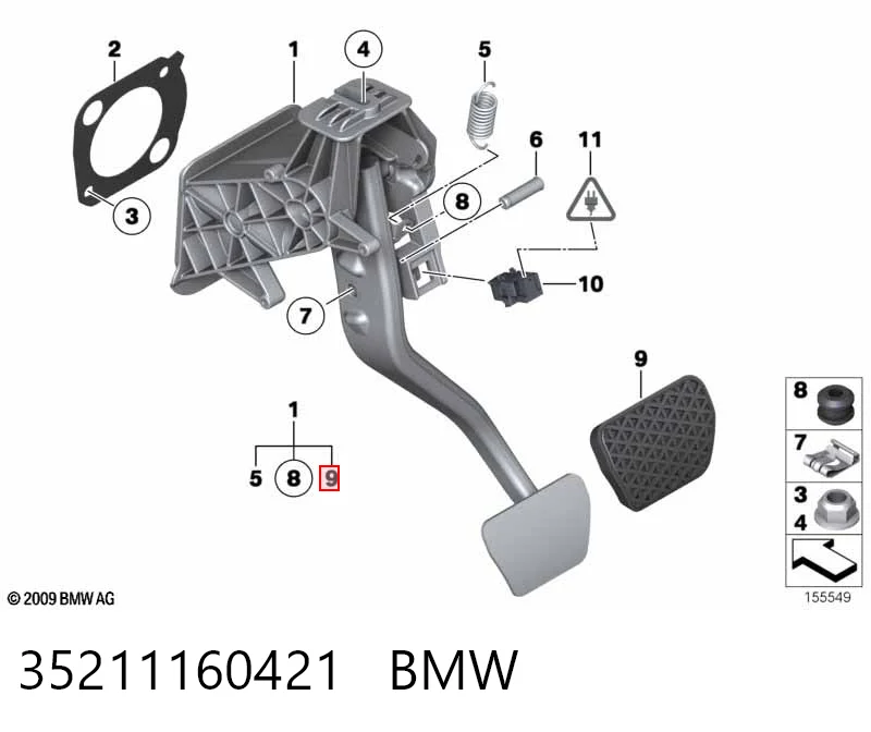 35211160421 BMW Cubierta de pedal de freno