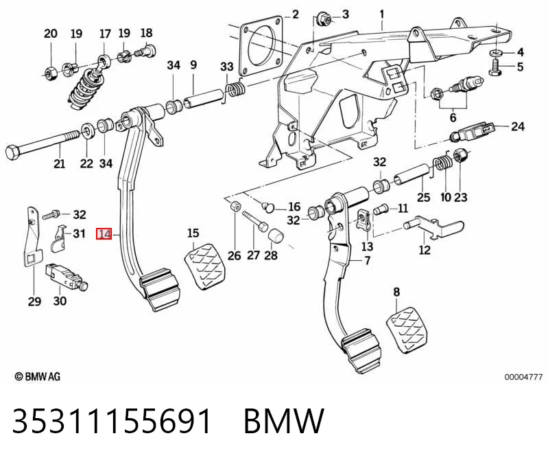 Comprar Pedal de embrague BMW 5  E34 a bajo precio