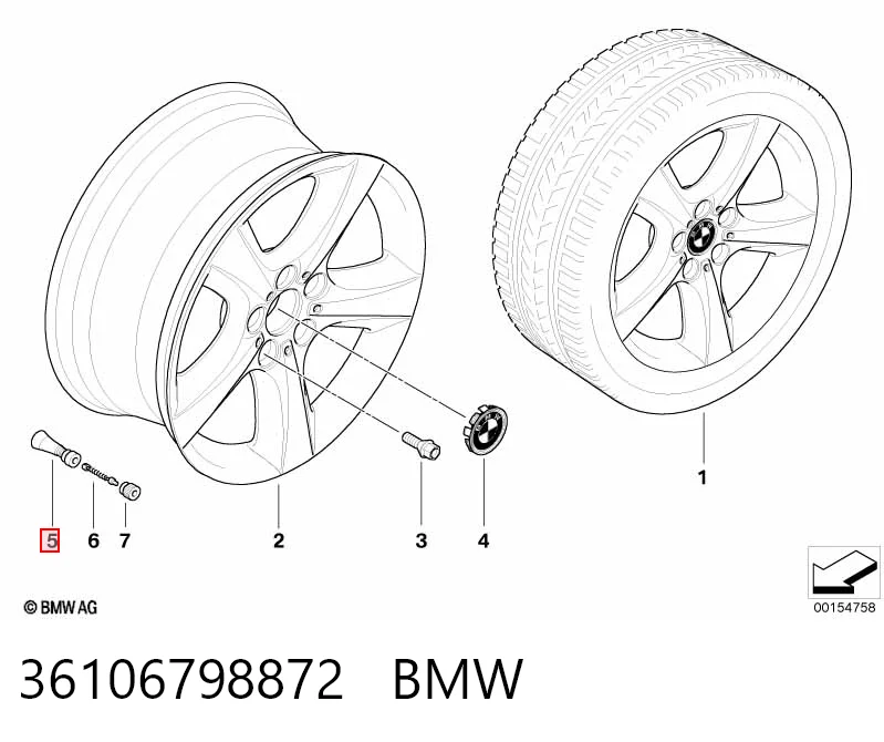36106798872 BMW Sensor de presión de neumáticos (TPMS)