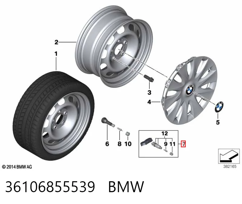 36106855539 BMW Sensor de presión de neumáticos (TPMS)