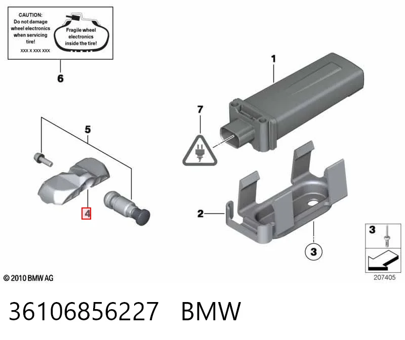 36106856227 BMW Sensor de presión de neumáticos (TPMS)