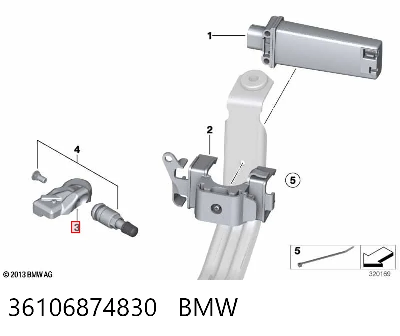 36106874830 BMW Sensor de presión de neumáticos (TPMS)