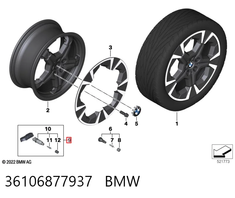 36106877937 BMW Sensor de presión de neumáticos (TPMS)