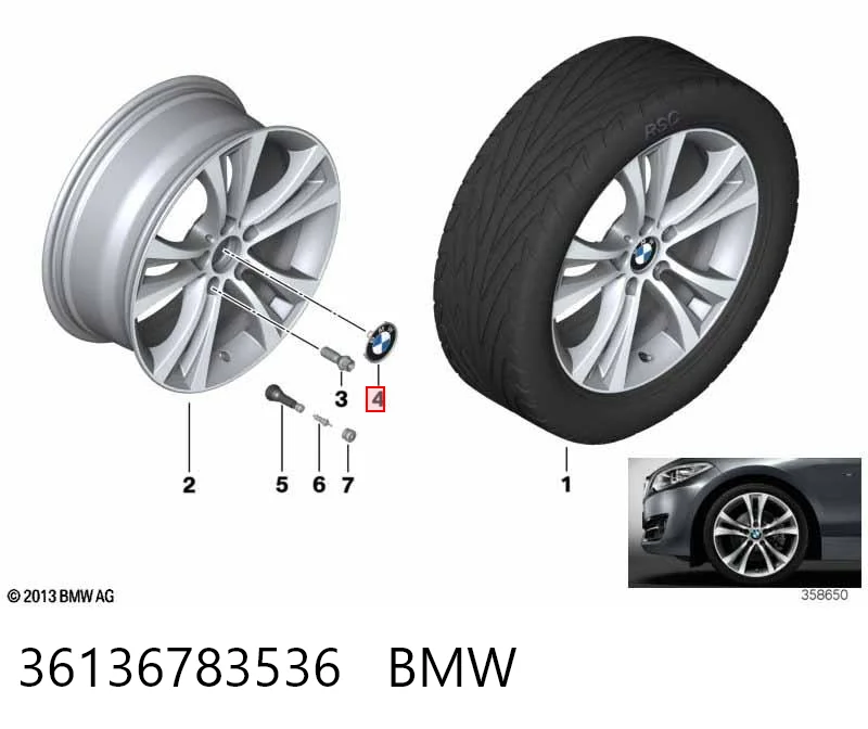 36136783536 BMW Cubierta de la Llanta