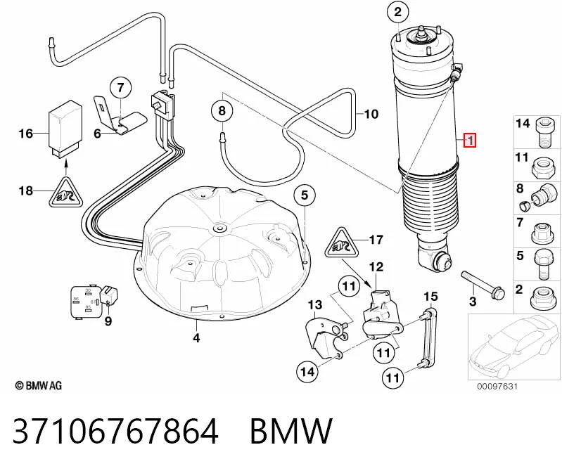 37106767864 BMW Amortiguador trasero derecho