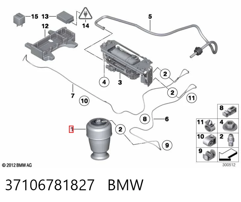 37106781827 BMW Bolsa de aire del eje trasero