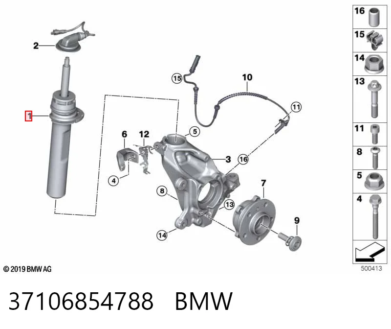 37106854788 BMW Amortiguador eje delantero derecha