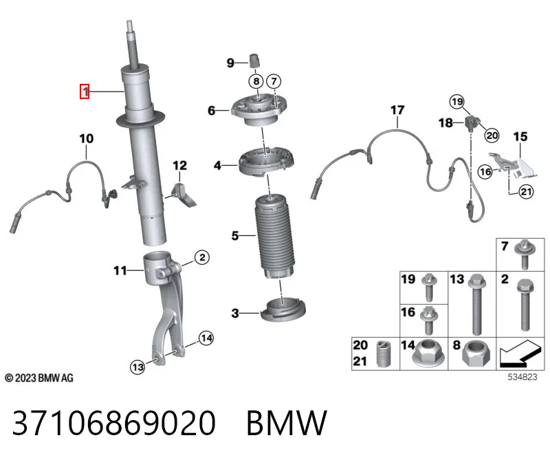 37106869020 BMW amortiguador frontal derecho